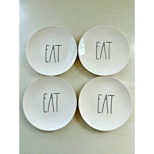 RAE DUNN Set of 4 'EAT' Plates Artisan Collection by Magenta 6" Diameter Farm